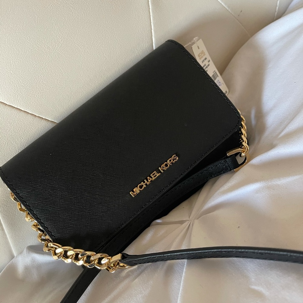 Micheal Kors Black Cross - Body with Gold Accents